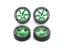 [95666] Fully Cowled Mini 4WD 30th Anniversary Super Hard Low Profile Tires & Matte Green Plated Wheels