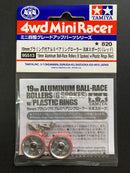 [95513] 19 mm Aluminum Ball-Race Rollers (6 Spokes) with Plastic Rings (Red)